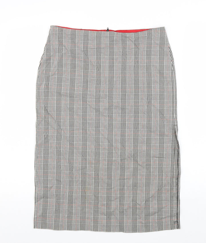 Jeffrey Rogers Womens Black Plaid Viscose Straight & Pencil Skirt Size 14 Zip