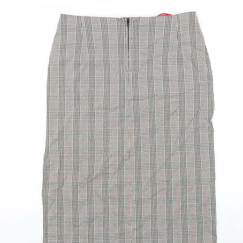 Jeffrey Rogers Womens Black Plaid Viscose Straight & Pencil Skirt Size 14 Zip