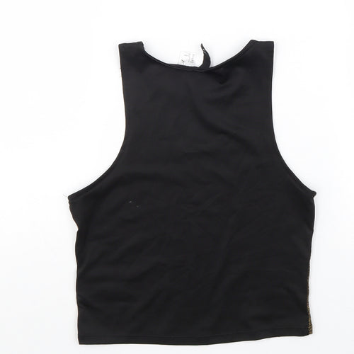 Divided Womens Black Geometric Viscose Basic Tank Size S Round Neck