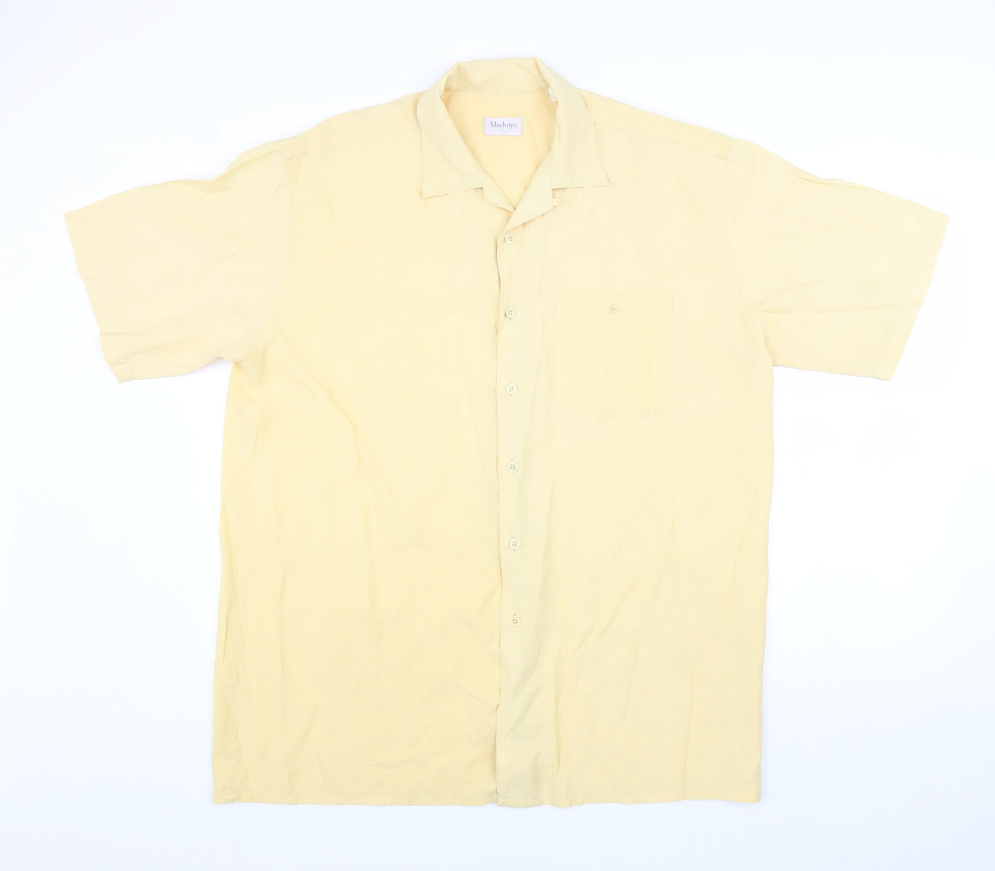 Mackays Mens Yellow Polyester Button-Up Size L Collared Button