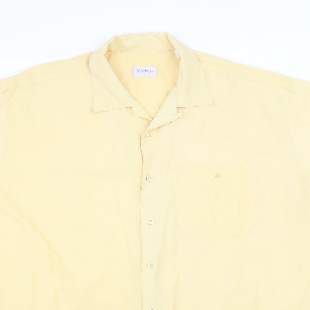 Mackays Mens Yellow Polyester Button-Up Size L Collared Button