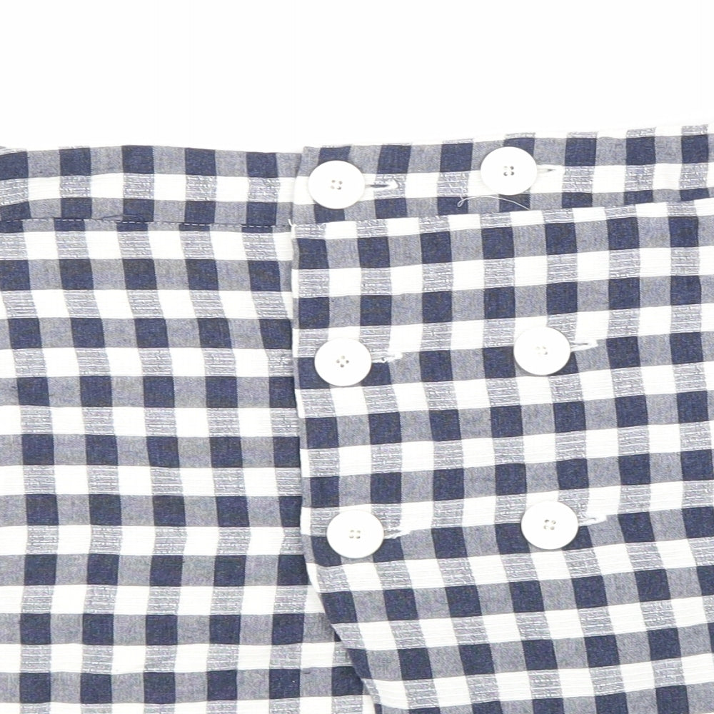 MNG Womens Black Check Cotton A-Line Skirt Size M Button