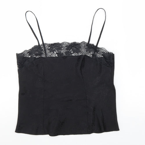 Michael Stars Womens Black Polyester Camisole Tank Size 10 Square Neck - Lace trim