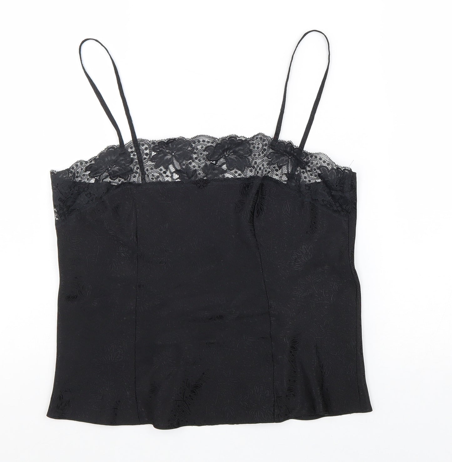 Michael Stars Womens Black Polyester Camisole Tank Size 10 Square Neck - Lace trim