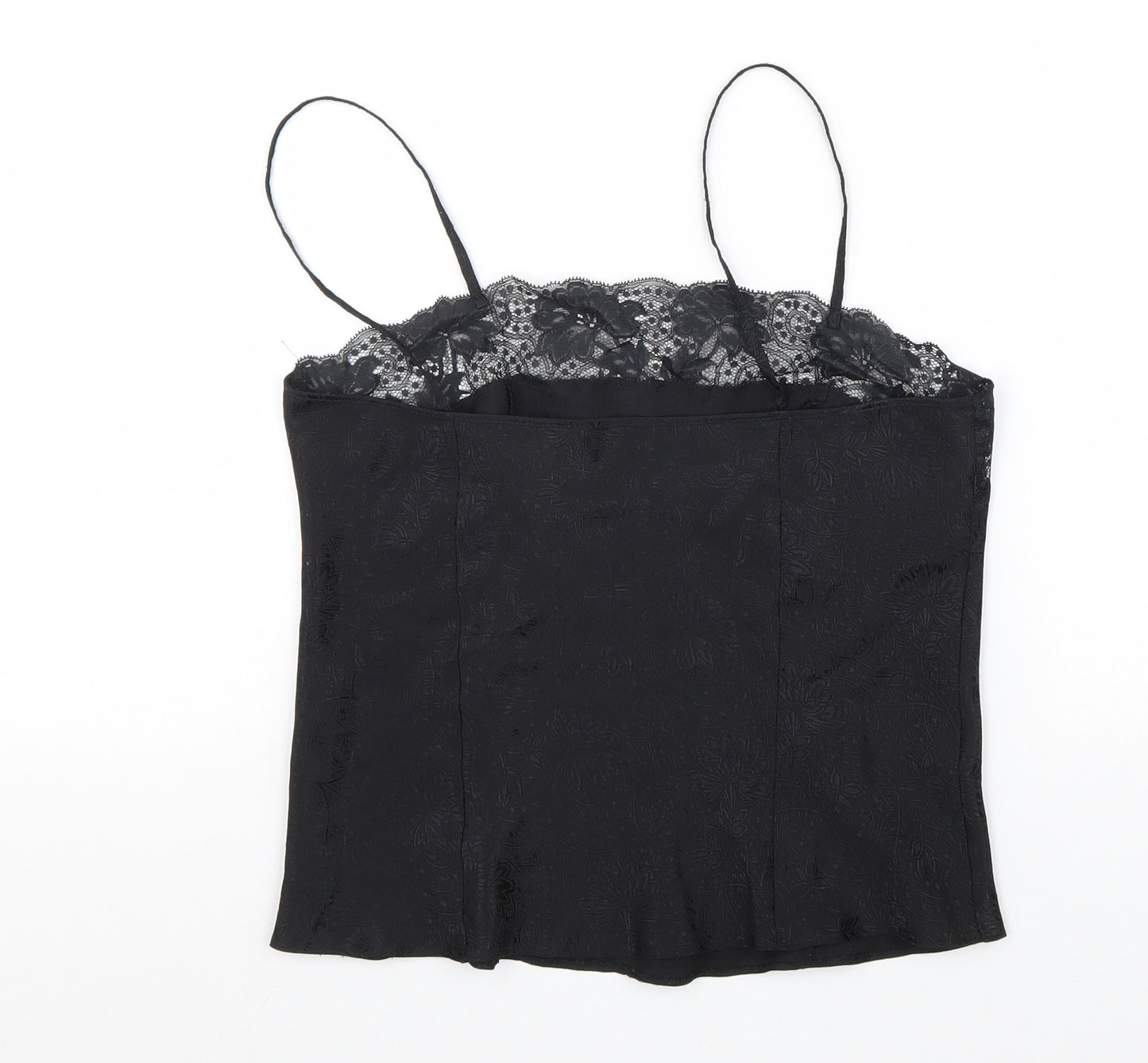 Michael Stars Womens Black Polyester Camisole Tank Size 10 Square Neck - Lace trim