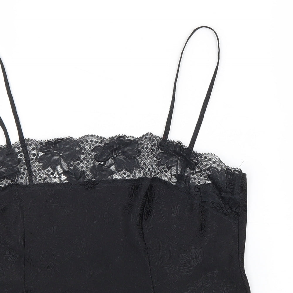 Michael Stars Womens Black Polyester Camisole Tank Size 10 Square Neck - Lace trim