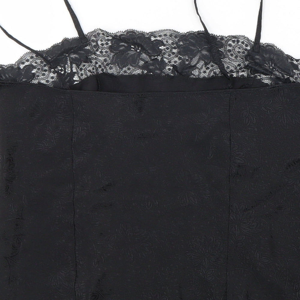 Michael Stars Womens Black Polyester Camisole Tank Size 10 Square Neck - Lace trim