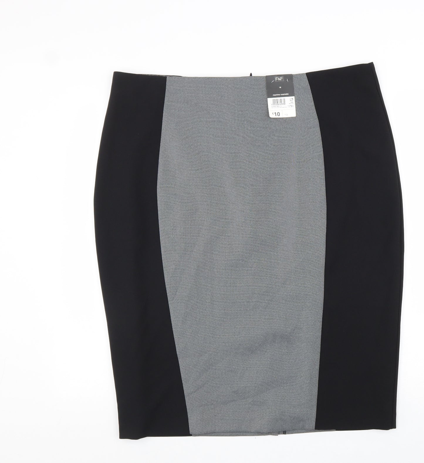 F&F Womens Black Polyester Straight & Pencil Skirt Size 18 Zip