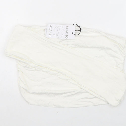 Stradivarius Womens White Viscose Cropped Blouse Size XL One Shoulder