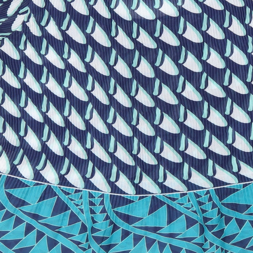 Autonomy Womens Blue Geometric Polyester Basic Blouse Size 12 Round Neck