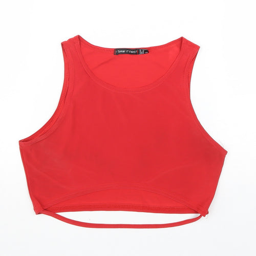 I SAW IT FIRST Womens Red Polyester Basic Tank Size 12 Round Neck