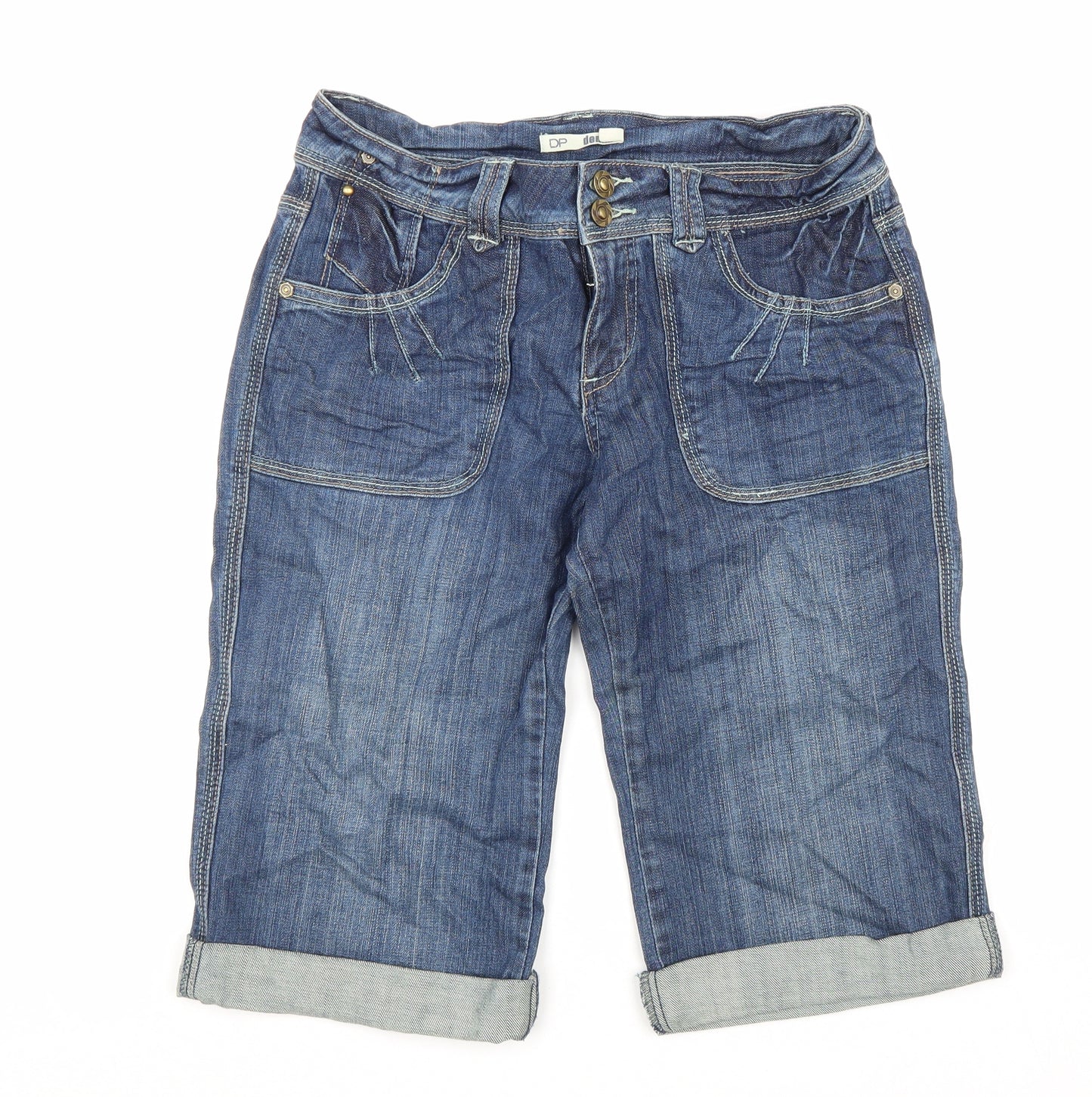 Dorothy Perkins Womens Blue Cotton Skimmer Shorts Size 10 L16 in Regular Zip