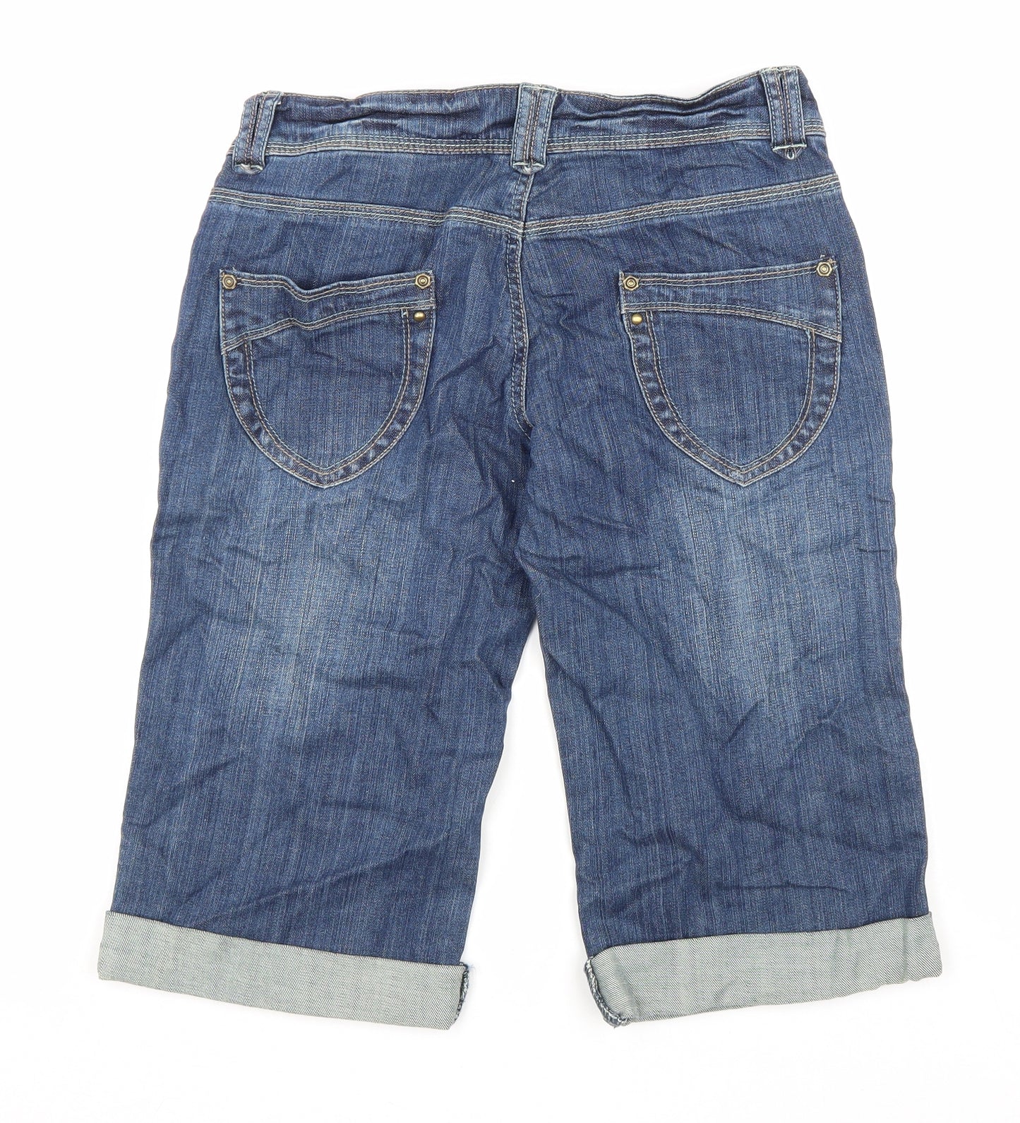 Dorothy Perkins Womens Blue Cotton Skimmer Shorts Size 10 L16 in Regular Zip