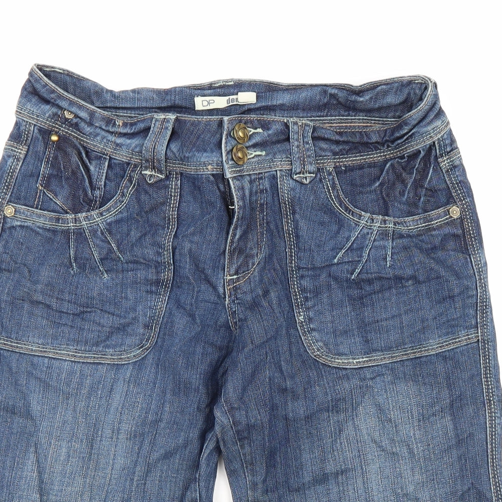 Dorothy Perkins Womens Blue Cotton Skimmer Shorts Size 10 L16 in Regular Zip