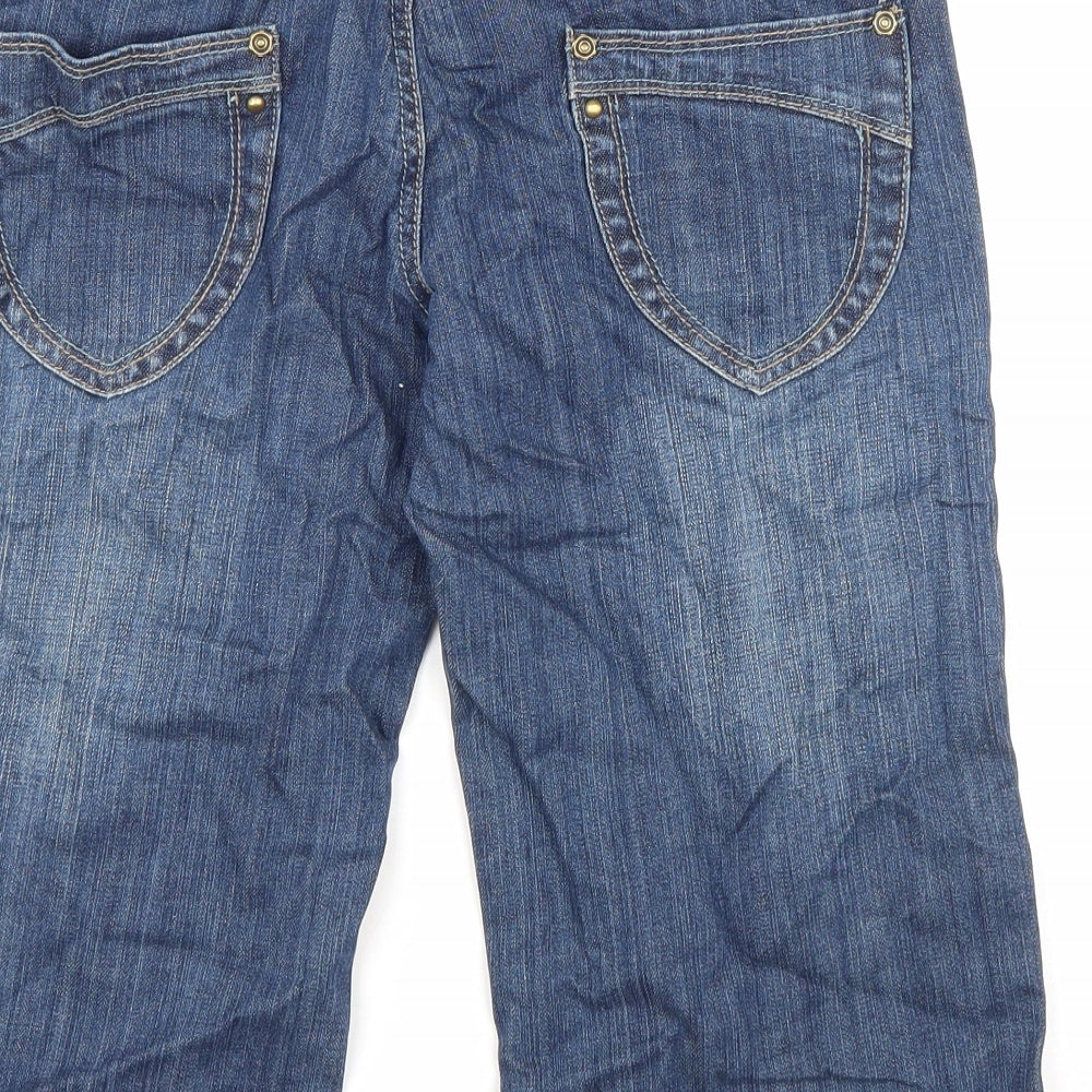 Dorothy Perkins Womens Blue Cotton Skimmer Shorts Size 10 L16 in Regular Zip