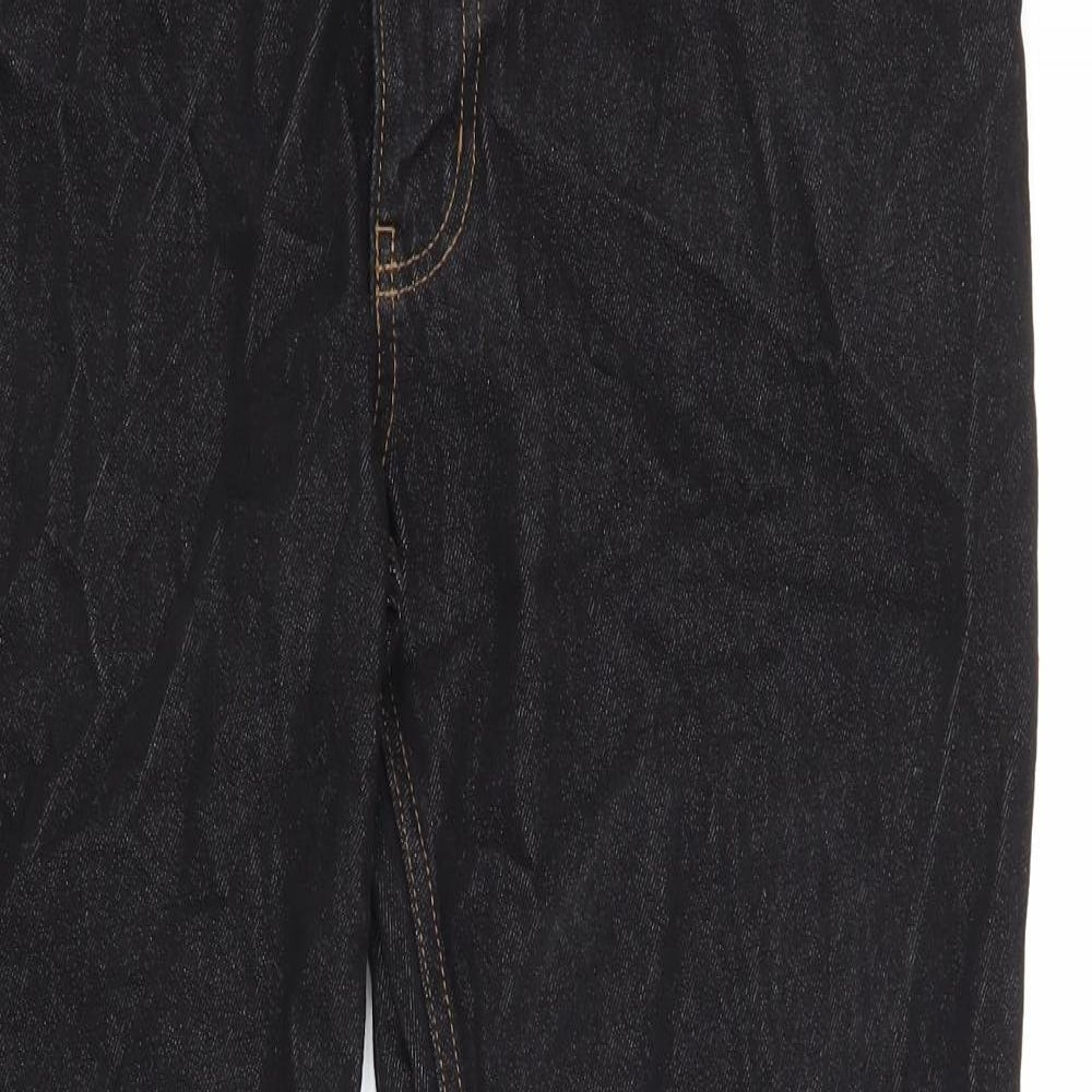 George Mens Black Cotton Straight Jeans Size 38 in L30 in Regular Zip