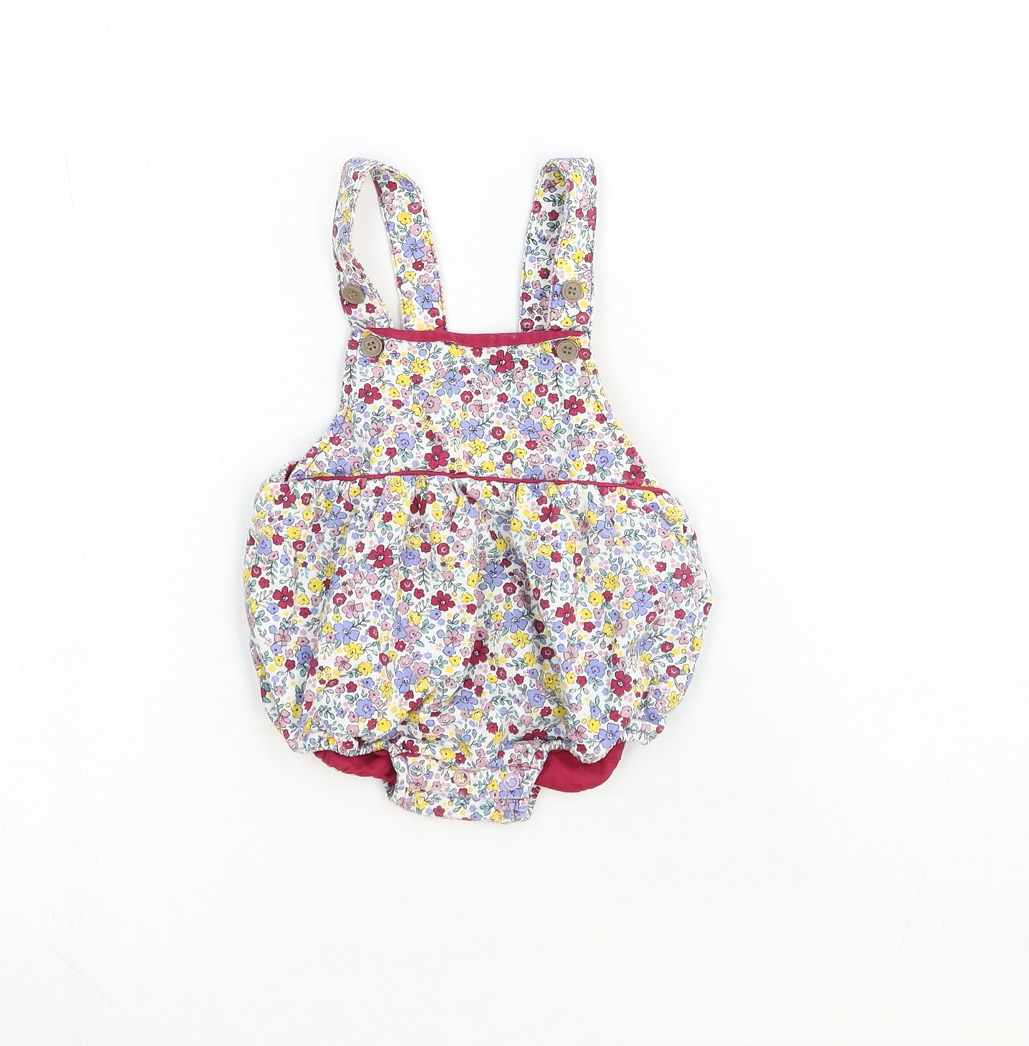 TU Baby Multicoloured Floral Cotton Romper One-Piece Size 6-9 Months Snap
