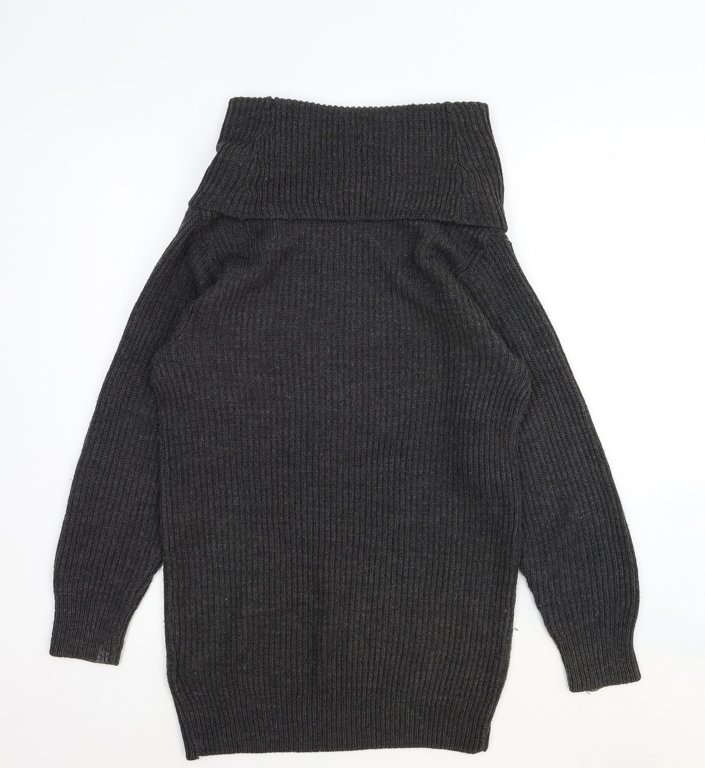 H&M Womens Grey Roll Neck Cotton Pullover Jumper Size 10