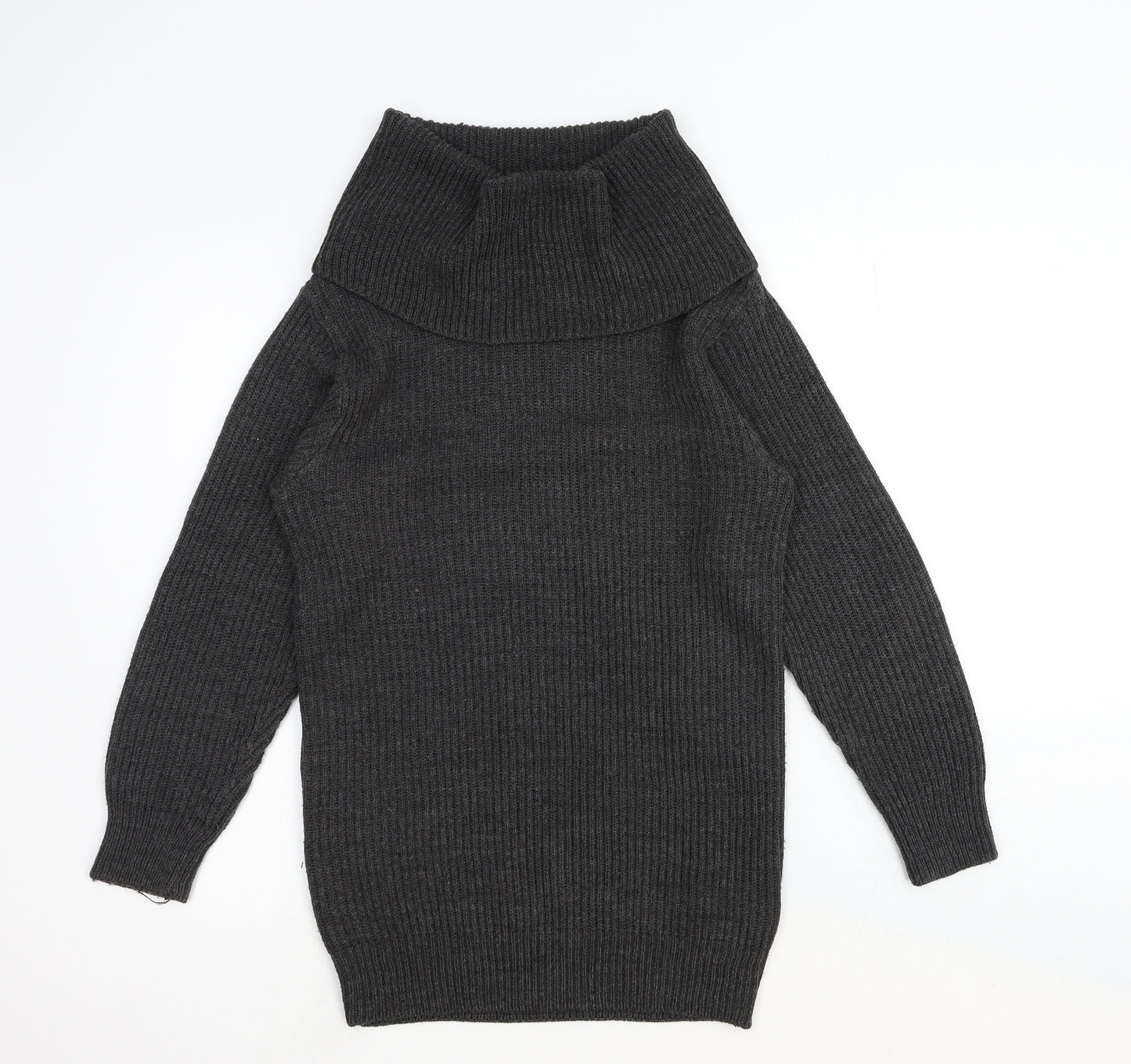 H&M Womens Grey Roll Neck Cotton Pullover Jumper Size 10