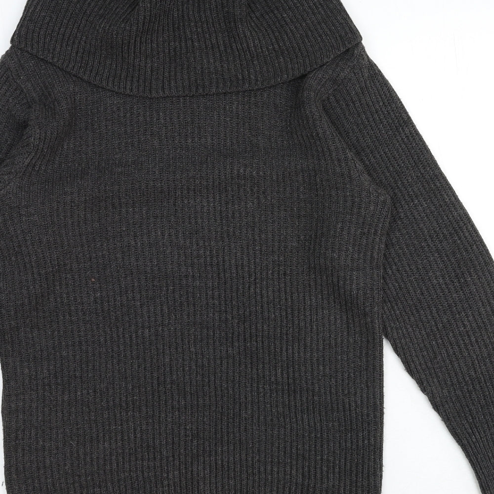 H&M Womens Grey Roll Neck Cotton Pullover Jumper Size 10