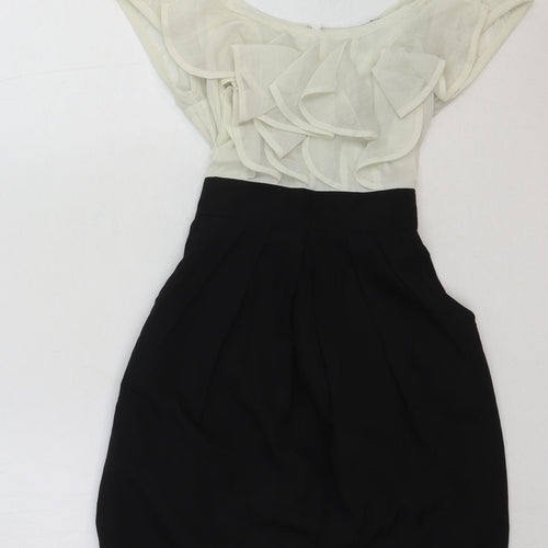 FOREVER 21 Womens Black Cotton Bodycon Size S Scoop Neck Zip
