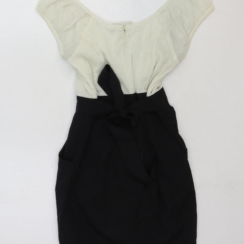 FOREVER 21 Womens Black Cotton Bodycon Size S Scoop Neck Zip