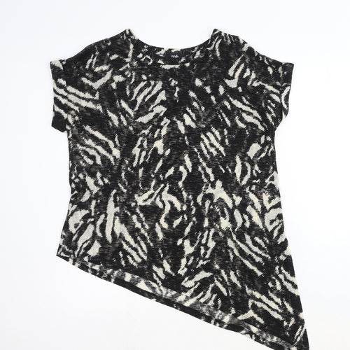 Wallis Womens Black Animal Print Viscose Basic T-Shirt Size S Round Neck - Tiger Pattern