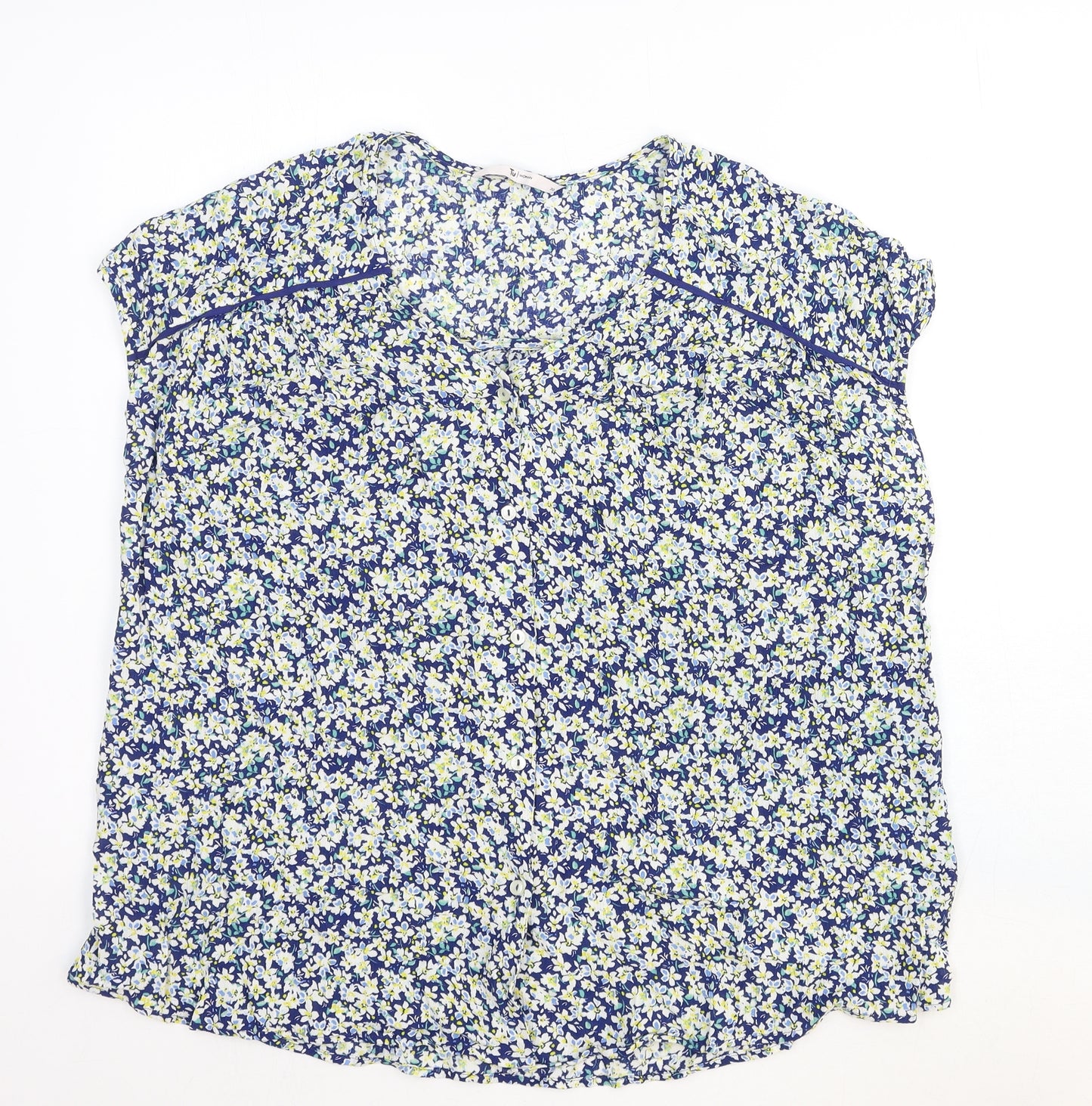 TU Womens Multicoloured Floral Cotton Basic Blouse Size 20 Round Neck
