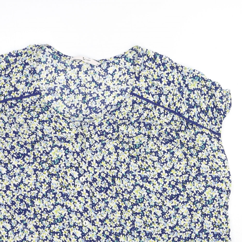 TU Womens Multicoloured Floral Cotton Basic Blouse Size 20 Round Neck