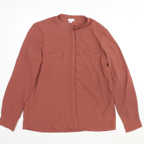 Jaqueline de Yong Womens Red Viscose Basic Button-Up Size 8 Round Neck