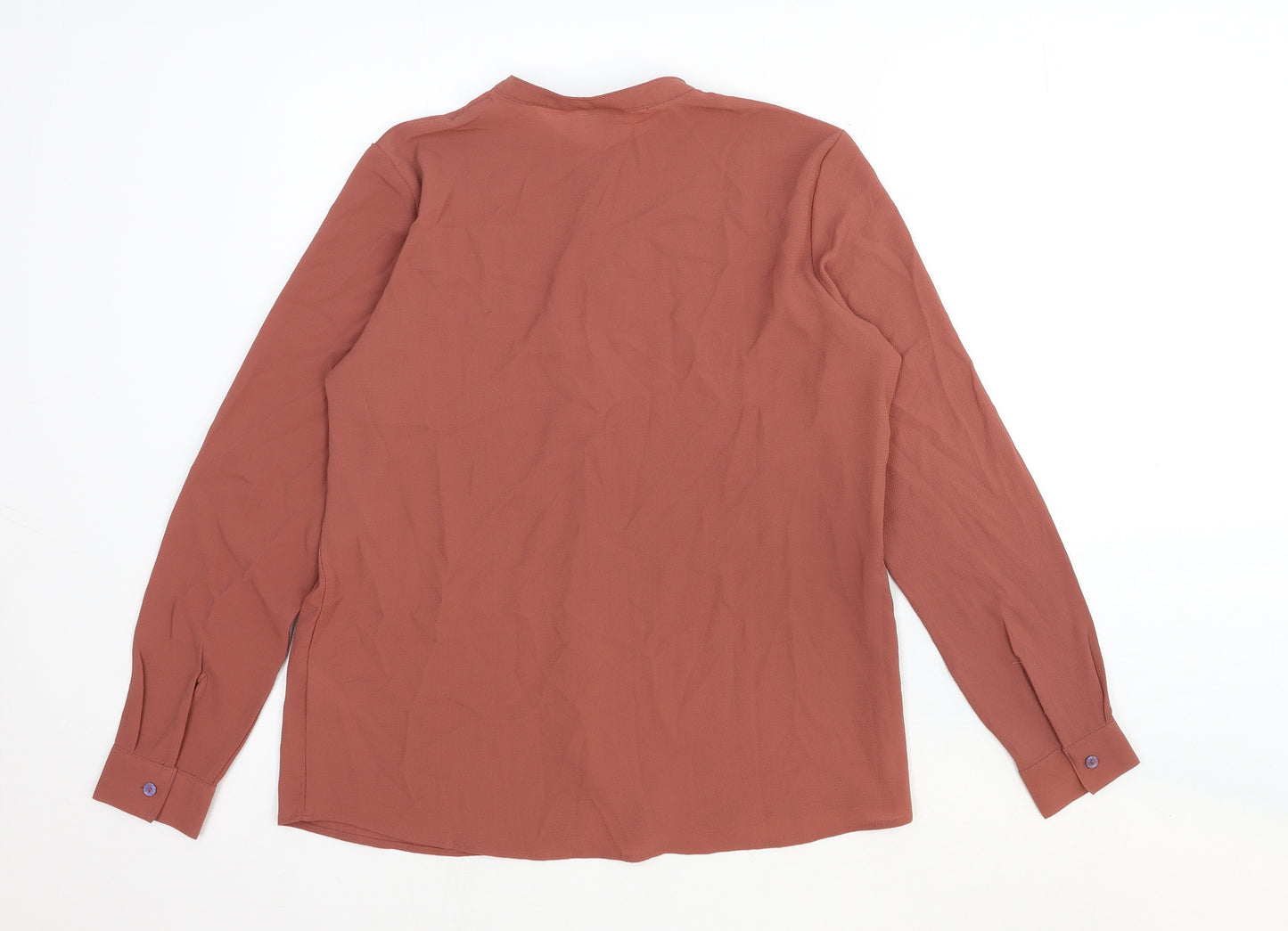 Jaqueline de Yong Womens Red Viscose Basic Button-Up Size 8 Round Neck