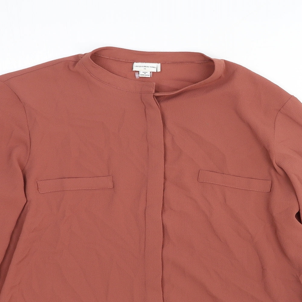 Jaqueline de Yong Womens Red Viscose Basic Button-Up Size 8 Round Neck