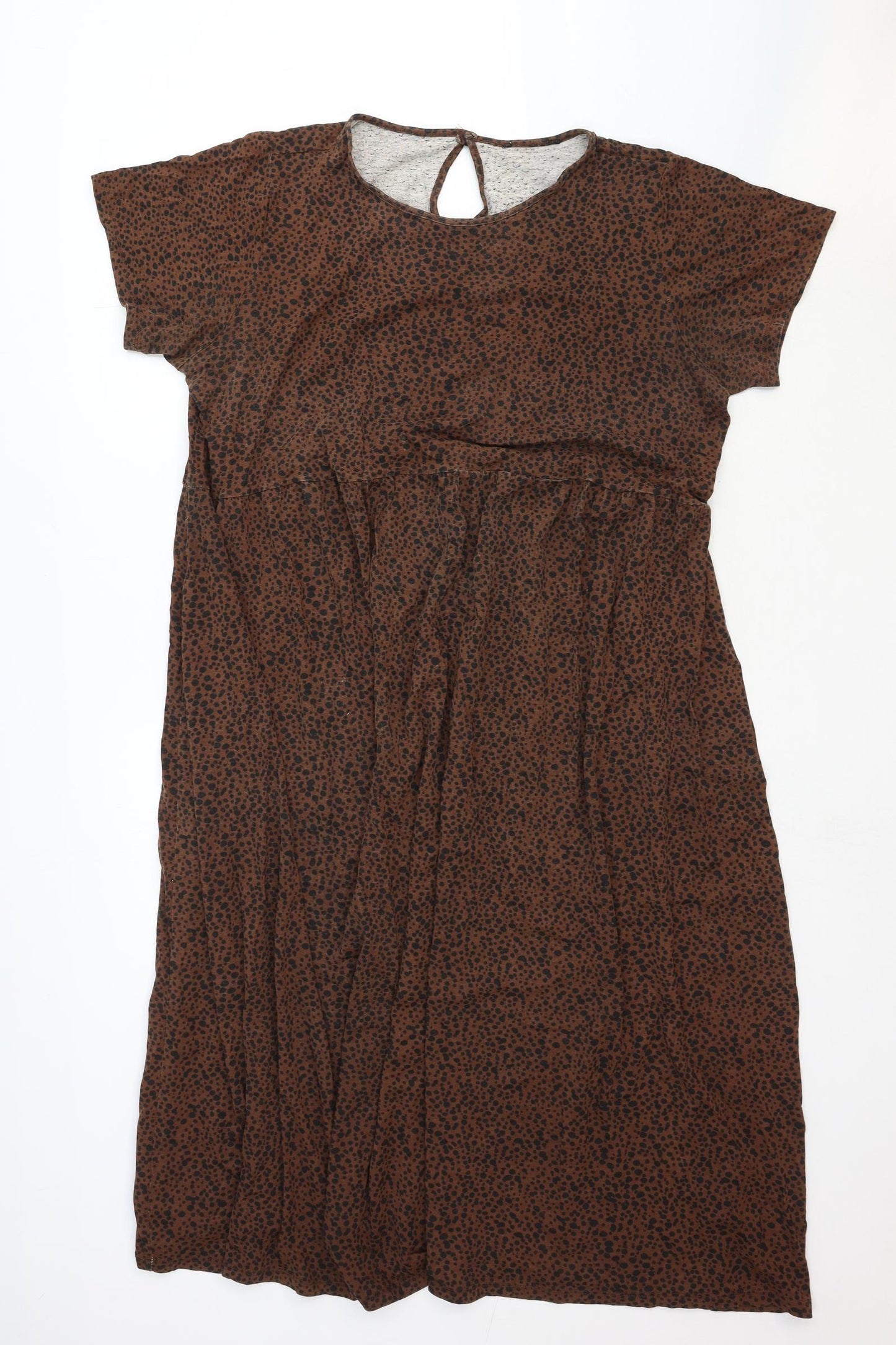 Wednesday's Girl Womens Brown Geometric Cotton A-Line Size 18 Round Neck Pullover