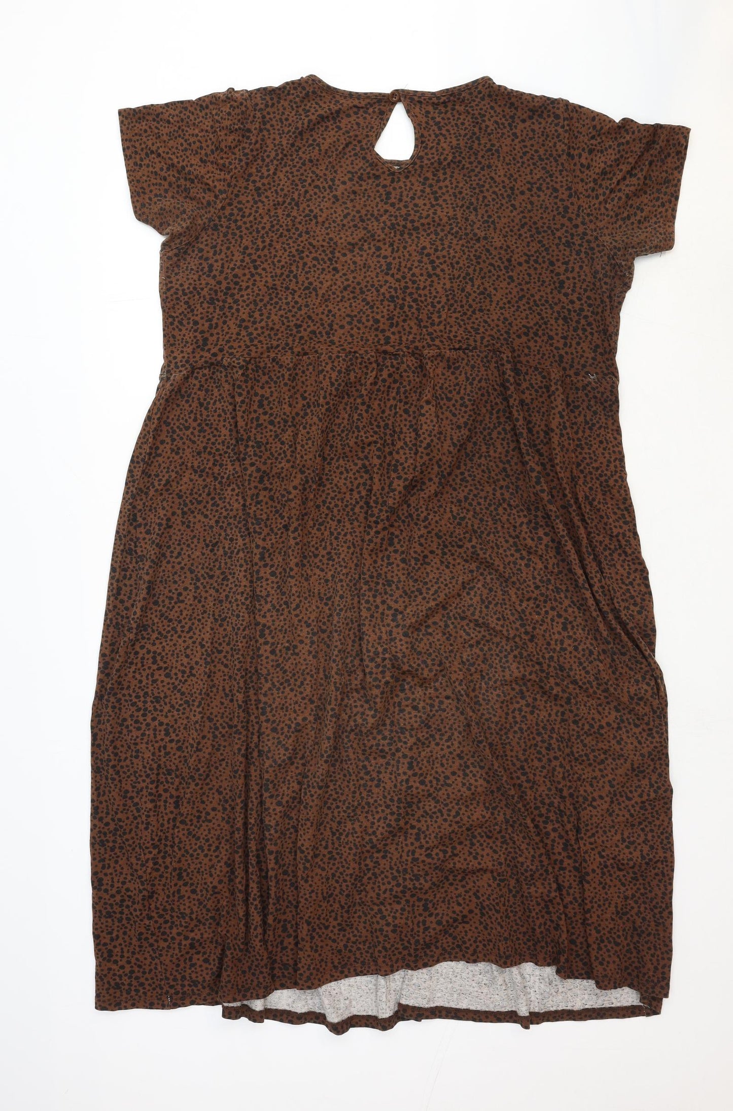 Wednesday's Girl Womens Brown Geometric Cotton A-Line Size 18 Round Neck Pullover