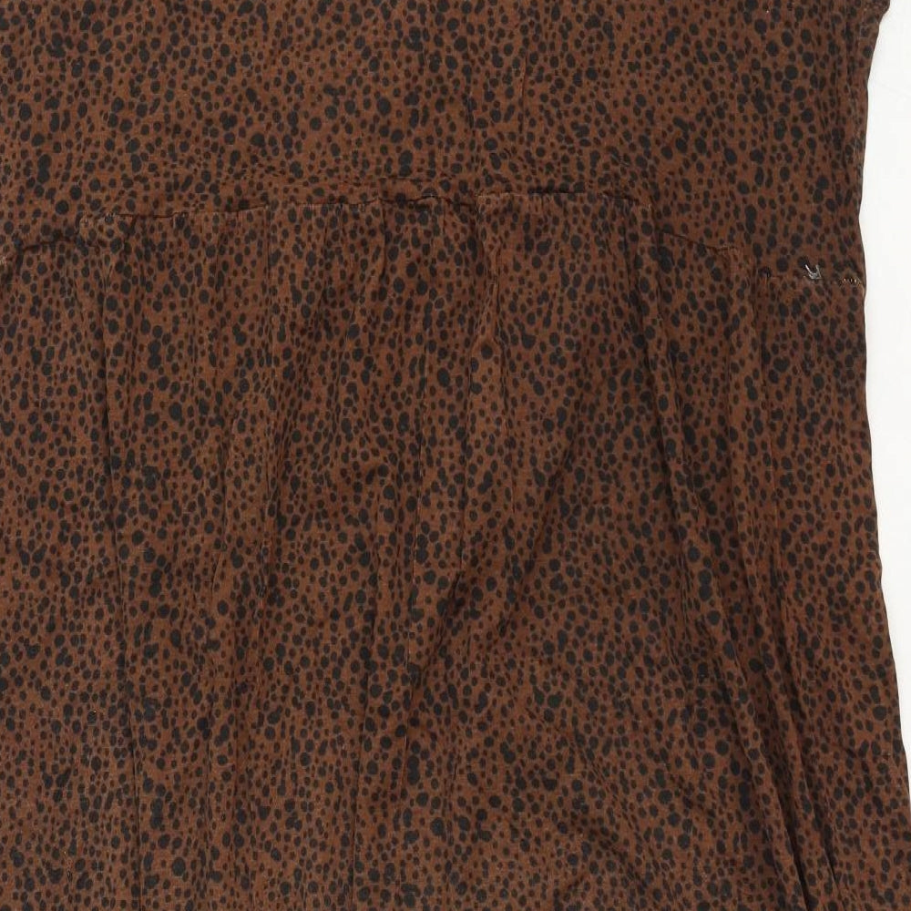 Wednesday's Girl Womens Brown Geometric Cotton A-Line Size 18 Round Neck Pullover