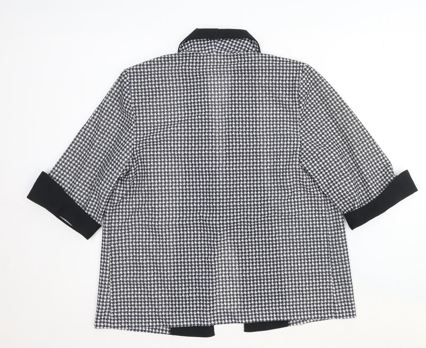 Justine Womens Black Houndstooth Viscose Jacket Blazer Size 16