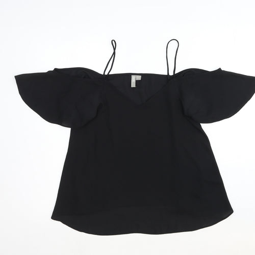ASOS Womens Black Viscose Basic Blouse Size 8 Off the Shoulder