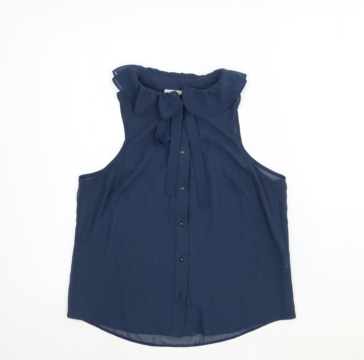 Pins & Needles Womens Blue Viscose Basic Button-Up Size S Collared