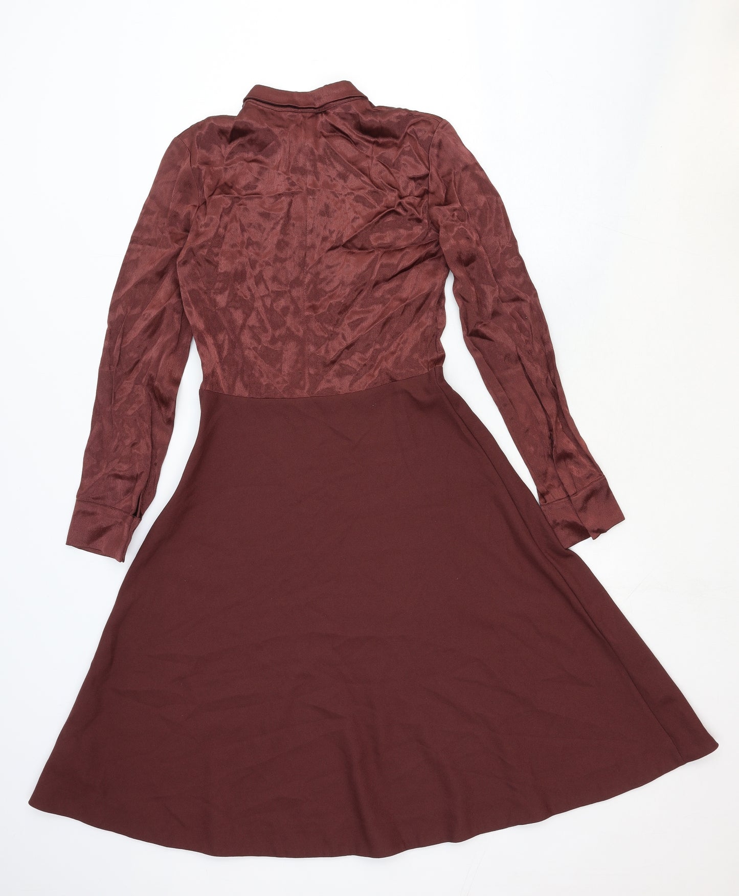 H&M Womens Red Viscose Fit & Flare Size 8 Collared Zip