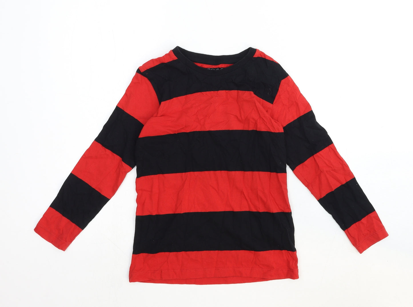 Beano Boys Red Striped Cotton Basic T-Shirt Size 10-11 Years Round Neck Pullover - Dennis the Menace