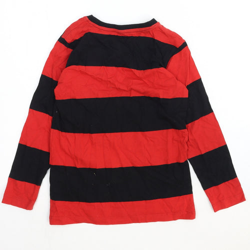 Beano Boys Red Striped Cotton Basic T-Shirt Size 10-11 Years Round Neck Pullover - Dennis the Menace