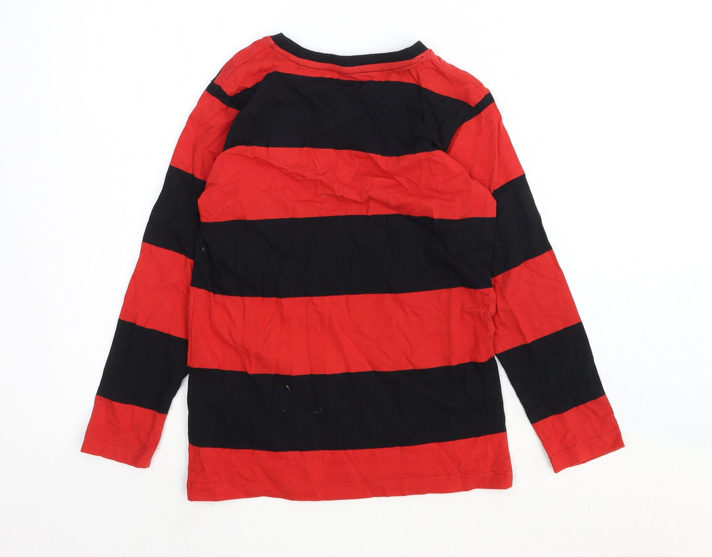 Beano Boys Red Striped Cotton Basic T-Shirt Size 10-11 Years Round Neck Pullover - Dennis the Menace