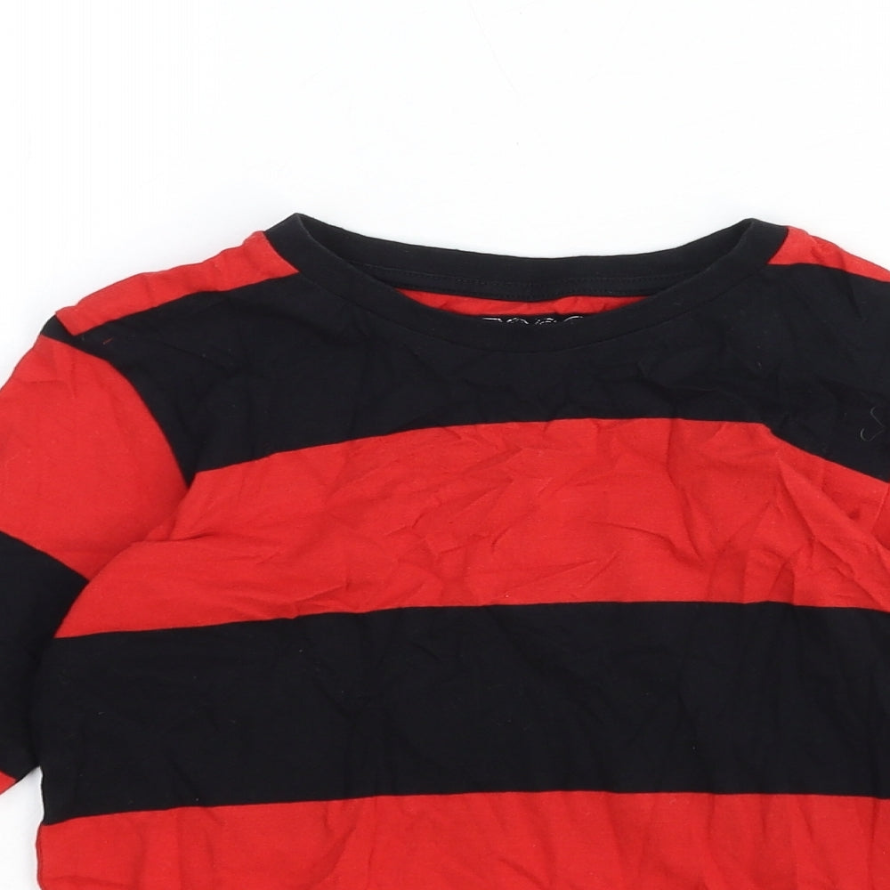 Beano Boys Red Striped Cotton Basic T-Shirt Size 10-11 Years Round Neck Pullover - Dennis the Menace
