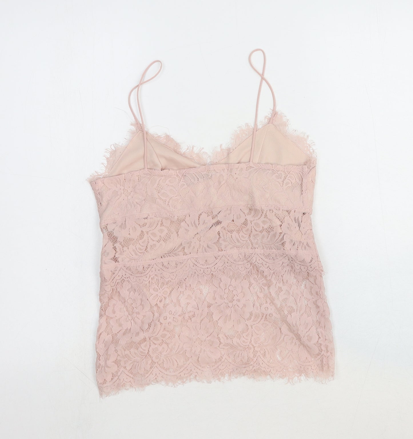 Topshop Womens Pink Floral Cotton Basic Tank Size 8 V-Neck