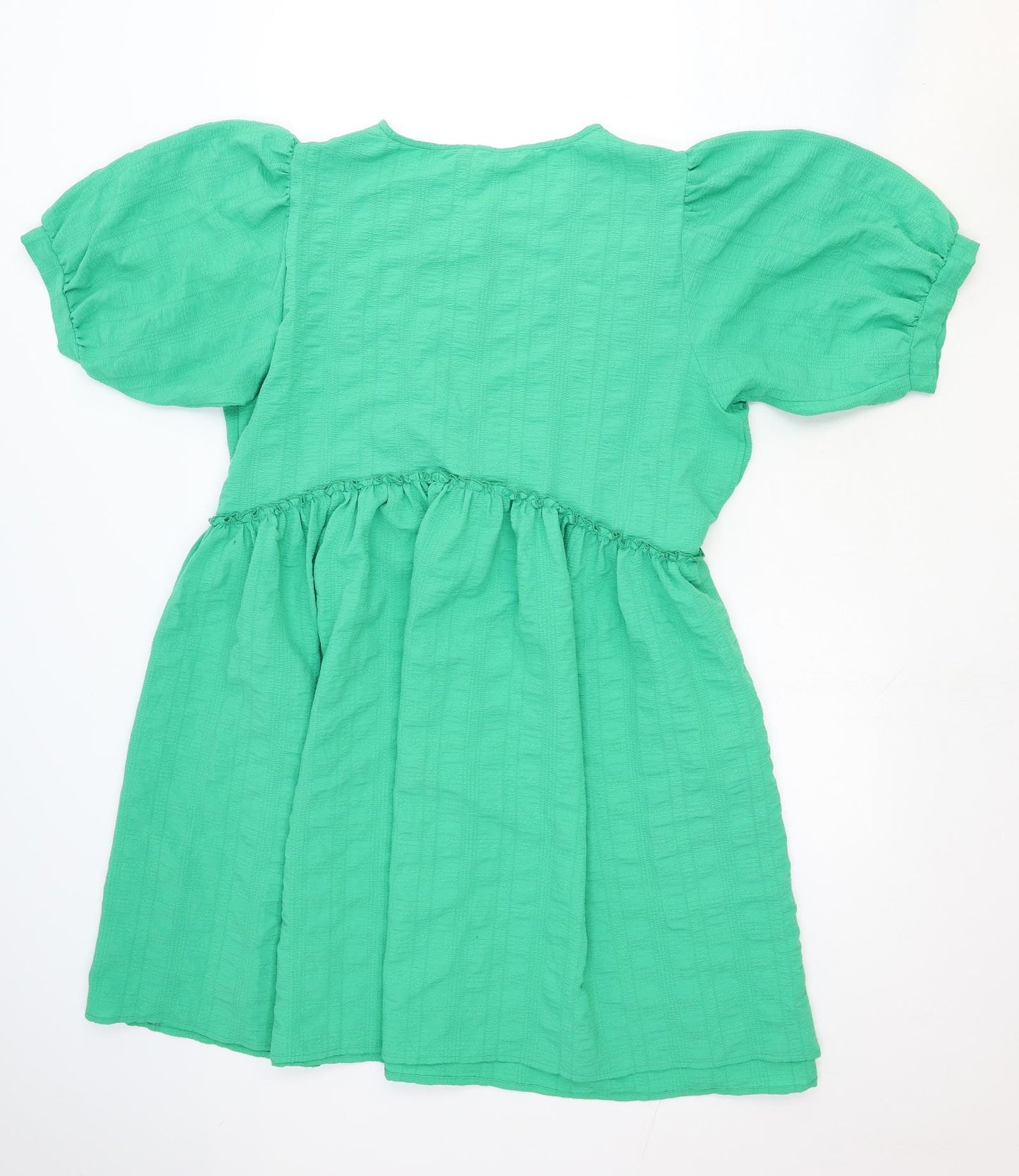Pieces Womens Green Cotton Skater Dress Size XL Round Neck Pullover