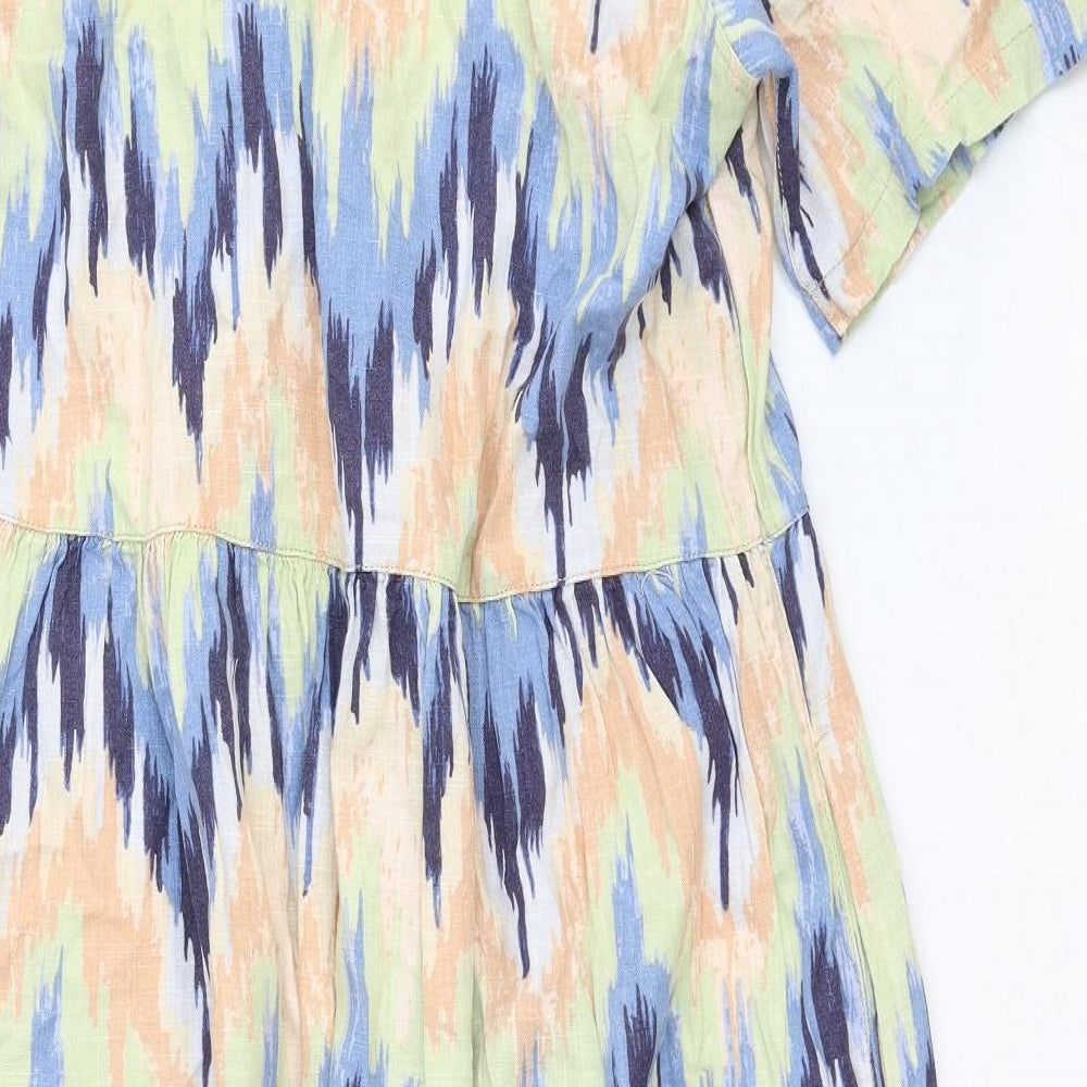 NEXT Womens Multicoloured Geometric Cotton Fit & Flare Size 16 V-Neck Pullover