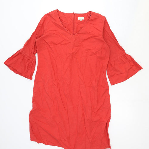 Milano Womens Red Cotton A-Line Size 12 V-Neck Zip