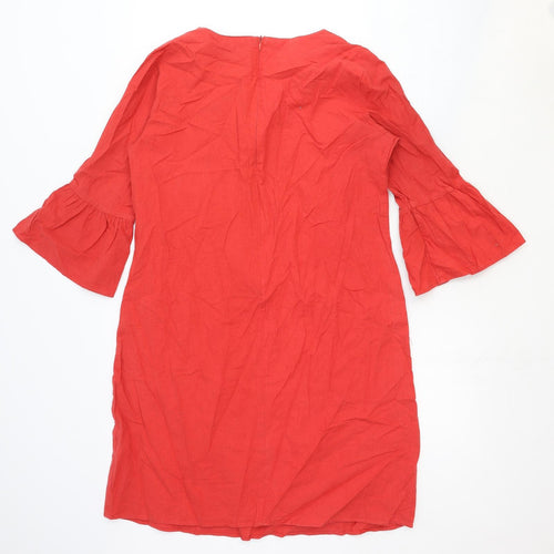 Milano Womens Red Cotton A-Line Size 12 V-Neck Zip