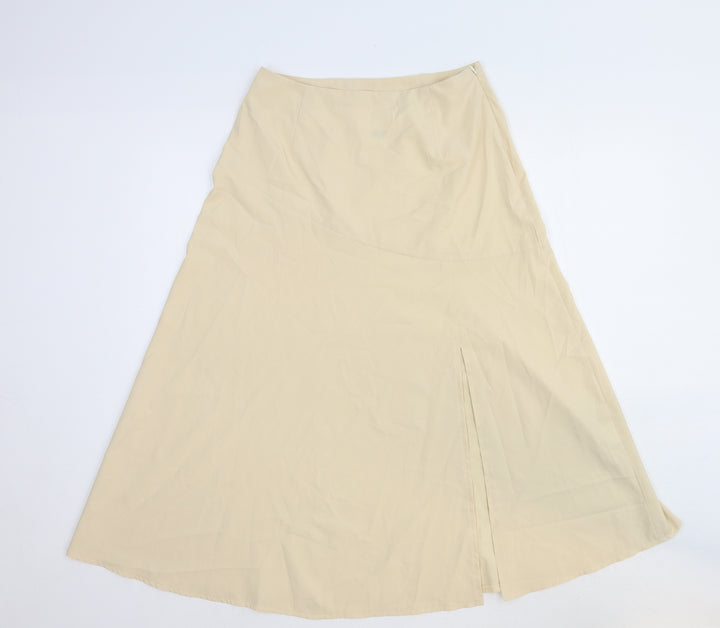 Emery Rose Womens Beige Cotton Swing Skirt Size S Zip