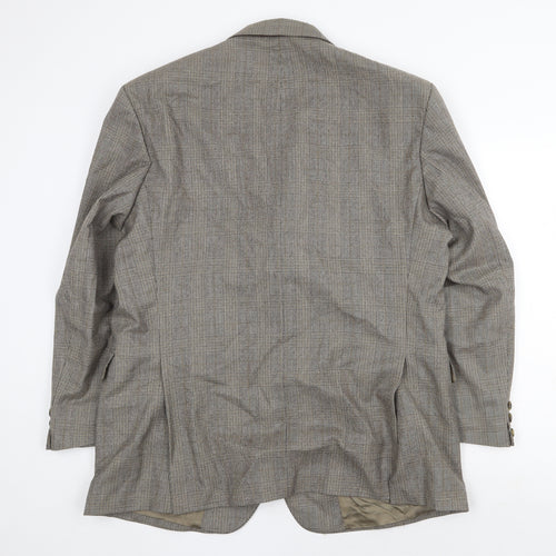 Preworn Mens Grey Plaid Wool Jacket Suit Jacket Size 44 Regular